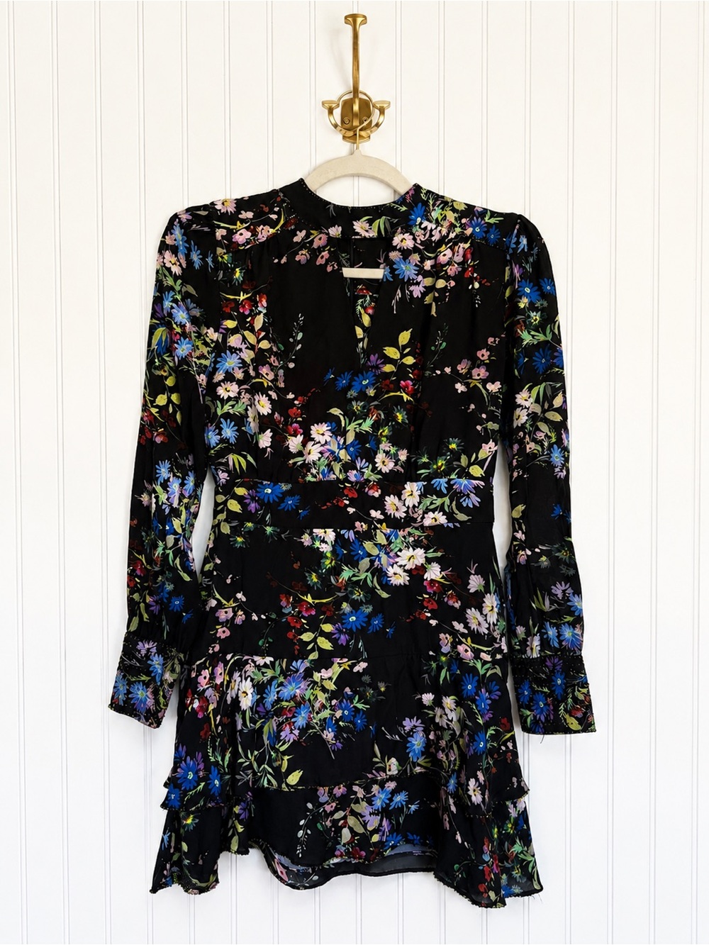 Parker Chrissy 100% Silk Floral Beaded Mini Dress Size 4